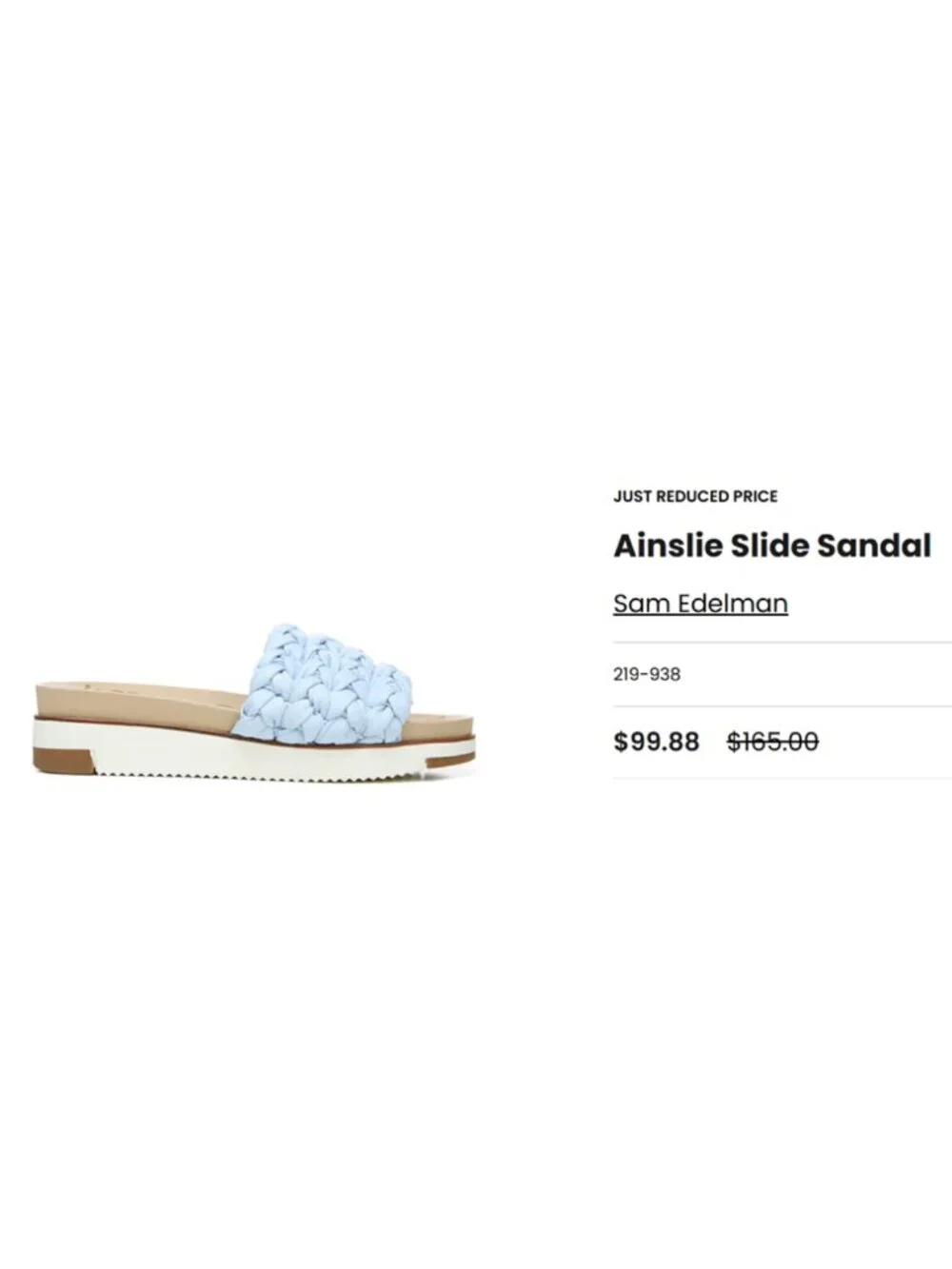 Sam Edelman Light Blue Braided Slide Sandals with White Platform - Picture 2 of 8